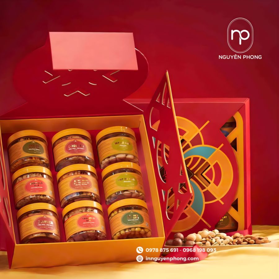 Hộp quà tết được gia công chỉn chu và in ấn đẹp mắt